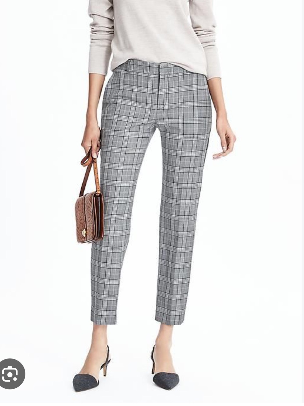 Banana Republic metallic Avery Plaid Straight-Leg Ankle Pants – Size 6